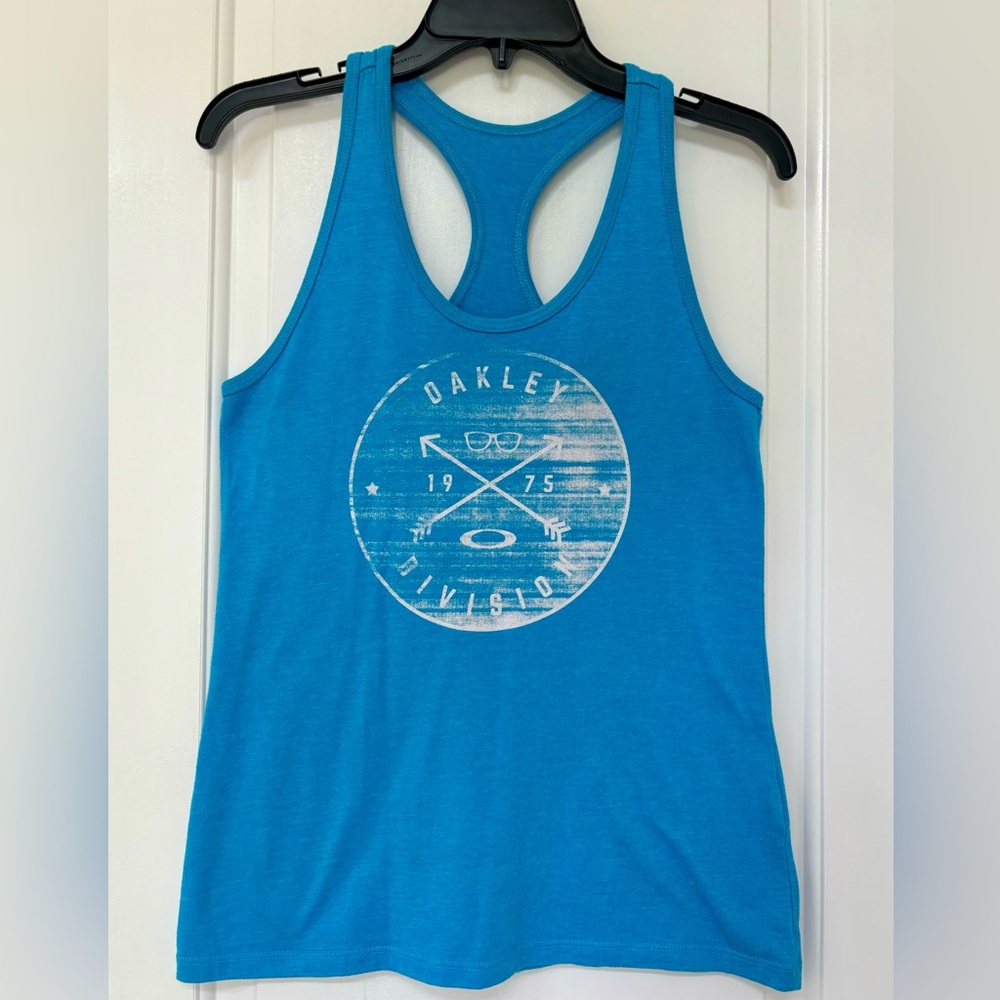 Oakley Blue Logo Graphic Tank Top Racerback Athletic Casual Size S